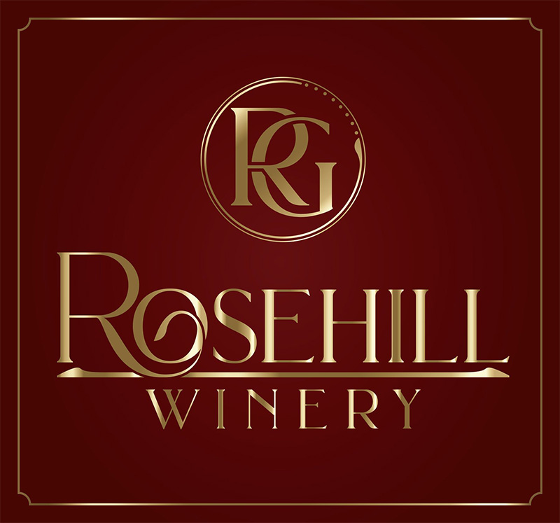 Rosehill Winery and Events Scrolled light version of the logo (Link to homepage)